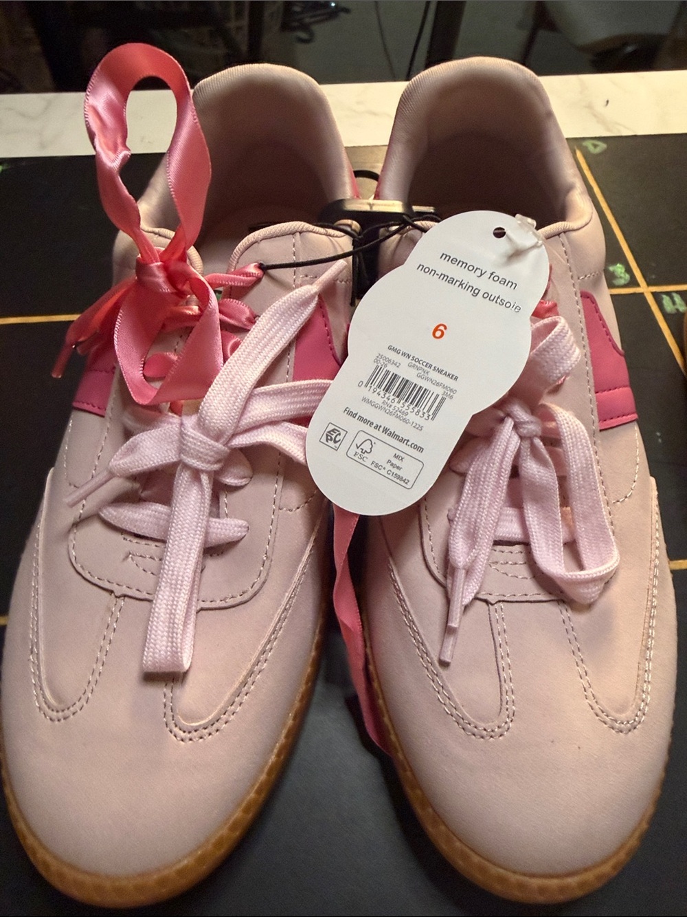 wonder nation Pink Girls' Casual Sneakers with Ribbon Laces